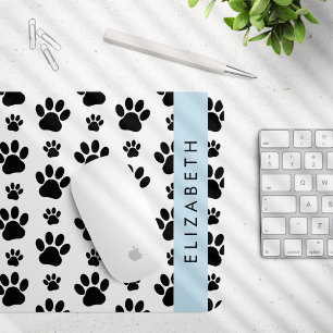 Mousepad Padrões de pata, patas de cão, preto e branco, seu