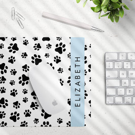 Mousepad Padrões de pata, patas de cão, preto e branco, seu