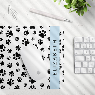 Mousepad Padrões de pata, patas de cão, preto e branco, seu