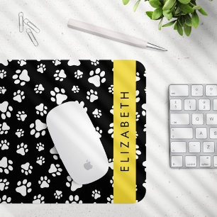 Mousepad Padrões de pata, patas de cão, preto e branco, seu