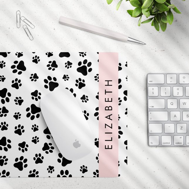 Mousepad Padrões de pata, patas de cão, preto e branco, seu (Criador carregado)