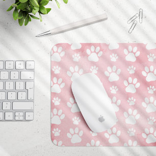 Mousepad Padrões De Patas, Pestanas Brancas, Aquarelas, Ros