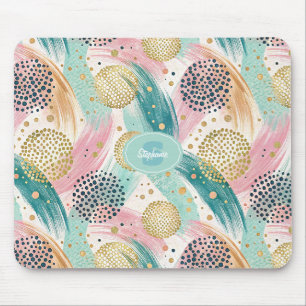 Mousepad Padrões de Traço e Ponto abstrato - Acentos Dourad
