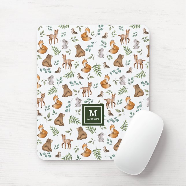 Mousepad Padrões de vegetação florestal dos animais da flor (Com mouse)