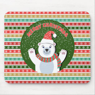 Mousepad Padrões festivos de Natal com Urso de Teddy