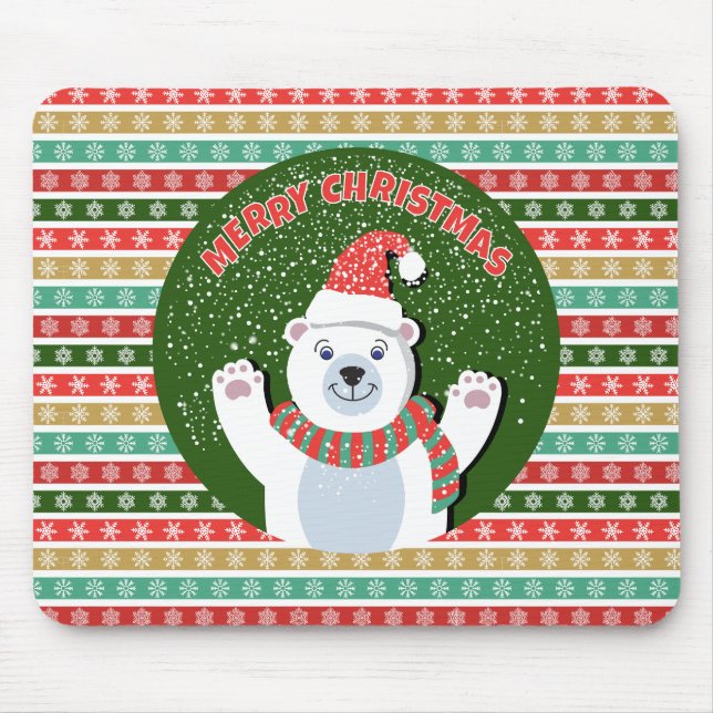 Mousepad Padrões festivos de Natal com Urso de Teddy (Frente)