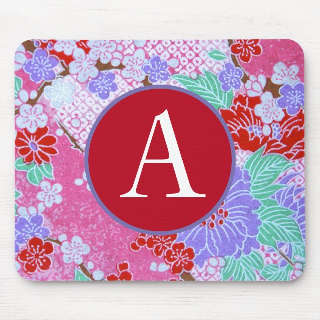 MOUSEPAD PADRÕES FLORAIS JAPONESES INICIAIS PERSONALIZADOS  (Frente)