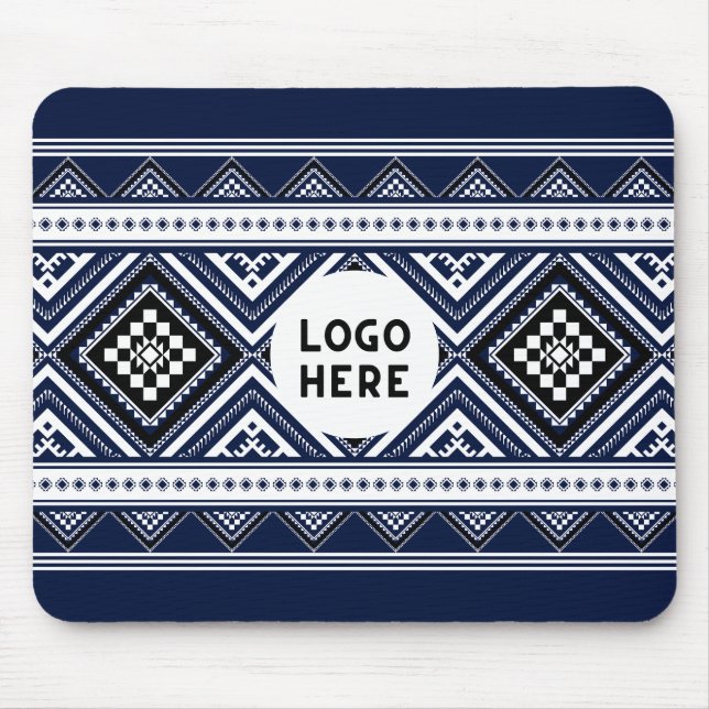 Mousepad Padrões Geométricos Étnicos Abstratos Pretos com L (Frente)