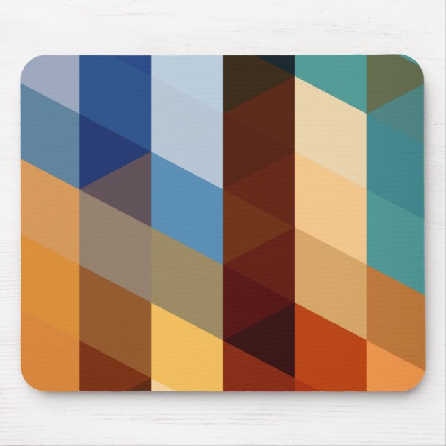 Mousepad Padrões geométricos triângulos azuis e alaranjados (Frente)