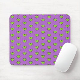 Mousepad Padrões Lilac e Corações Verdes