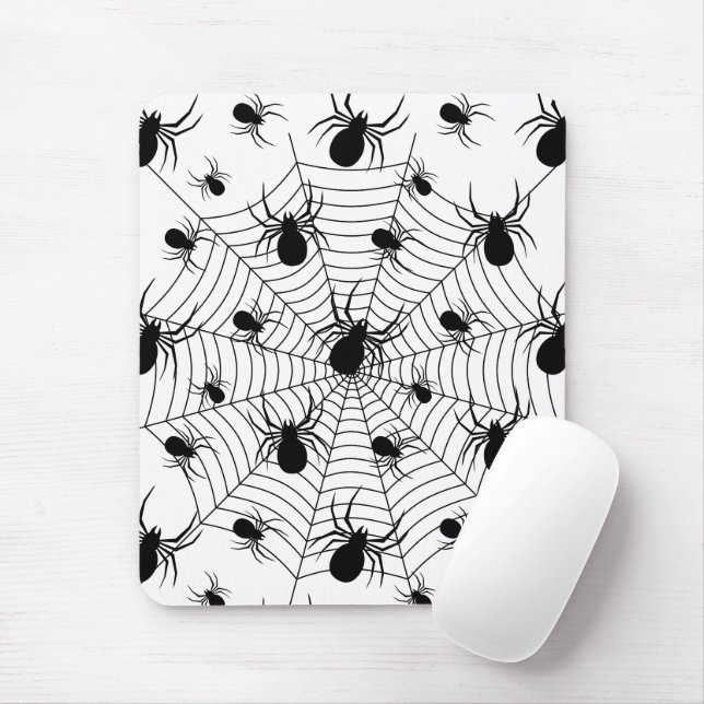 Mousepad Padrões negros de aranhas brancas teias (Com mouse)