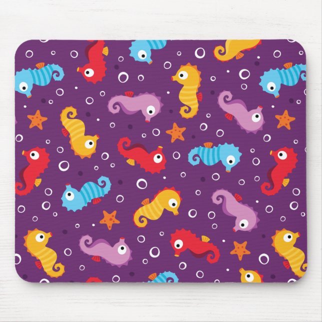 Mousepad Padrões sem costura para cavalos marinhos (Frente)