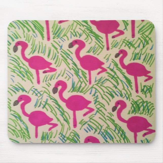 Mousepad Padrões tropicais cor-de-rosa (Frente)