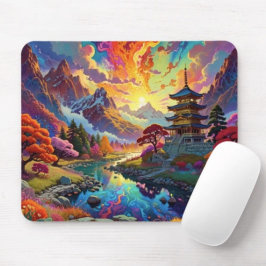 Mousepad Pagode e Paisagem Colorida 