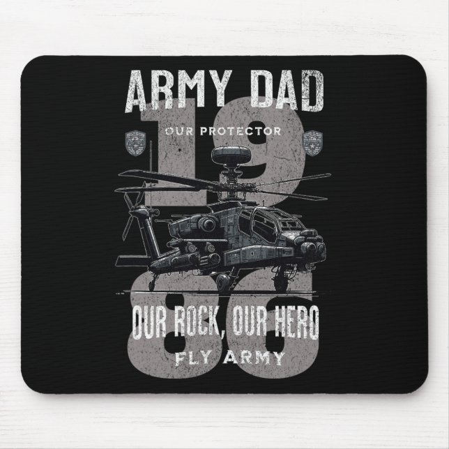 Mousepad Pai do Exército Dia de os pais Militar Apache Heli (Frente)