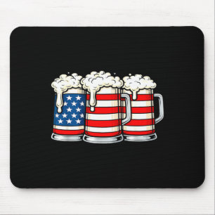 Mousepad Pai engraçado amante de cerveja no dia 4 de julho 