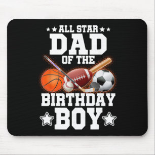 Mousepad Pai Estrela do Menino do Aniversário Sketll Futebo