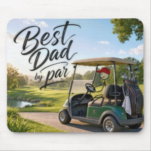 Mousepad Pai Figura de Palito Golfista em um Carrinho de Go