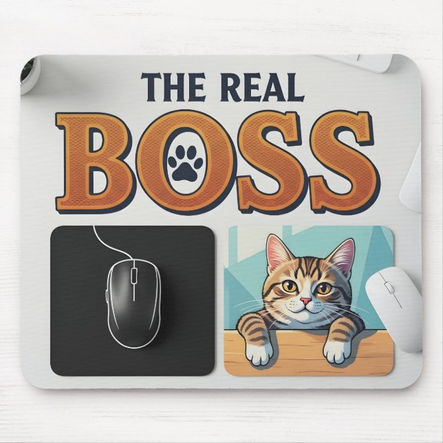 Mousepad Pai/Mãe de Animal Divertido O Verdadeiro Chefe Dec (Frente)