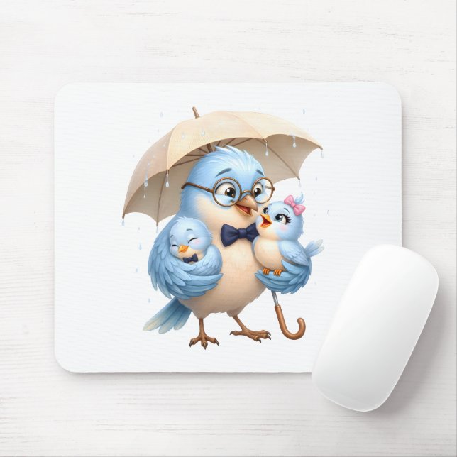 Mousepad Pai Pássaro Suporte de Mouse Design de Família (Com mouse)