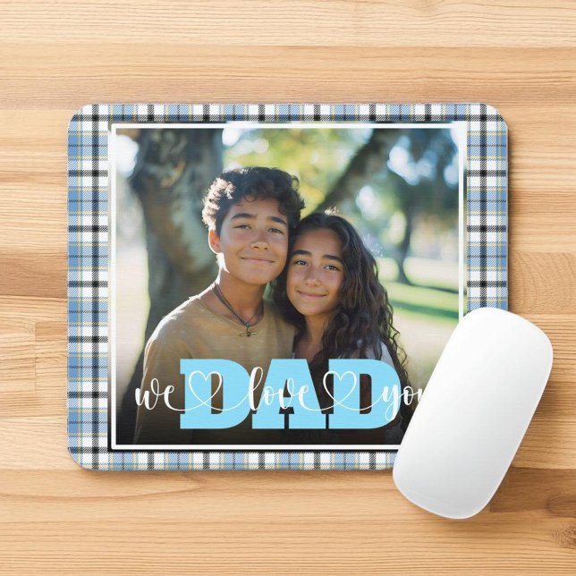 Mousepad Pai Que Te Ama Foto Personalizada De Xadrez Azul (Criador carregado)