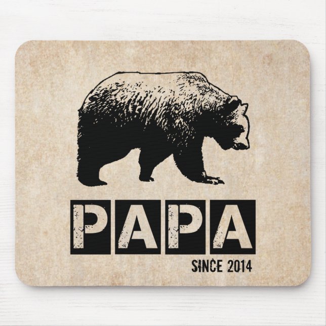 Mousepad Pai Urso para o Papai 2014, Preto Grunge (Frente)