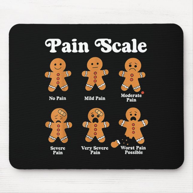 Mousepad Pain Scale Funny Gingerbread Christmas Nurse Pain  (Frente)