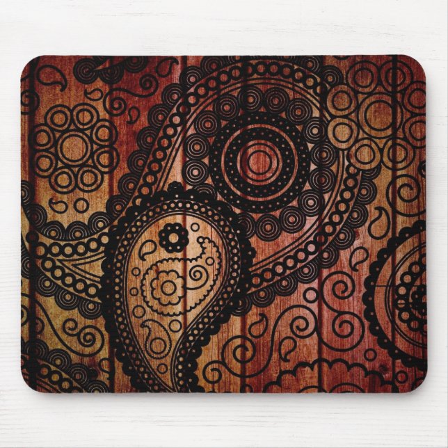 Mousepad painéis da madeira de paisley (Frente)