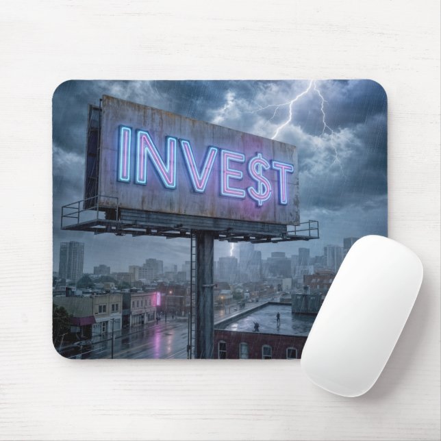 Mousepad Painel Neon com Texto INVESTIR (Com mouse)