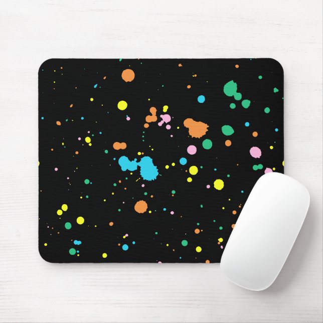 Mousepad Paint Splatters On Black (Com mouse)