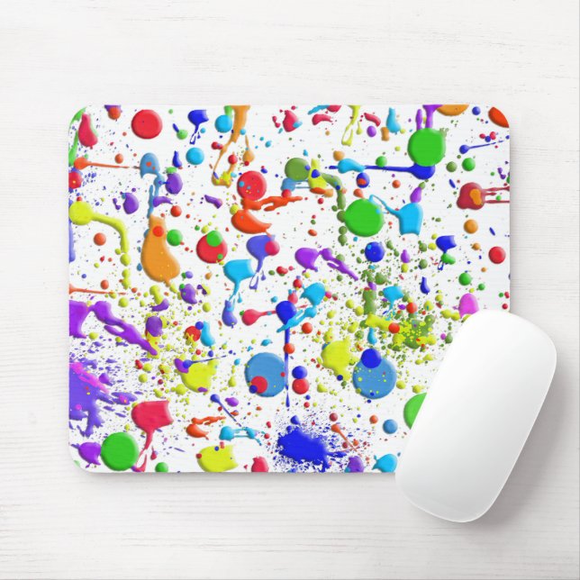 Mousepad Paint Splatters On White (Com mouse)