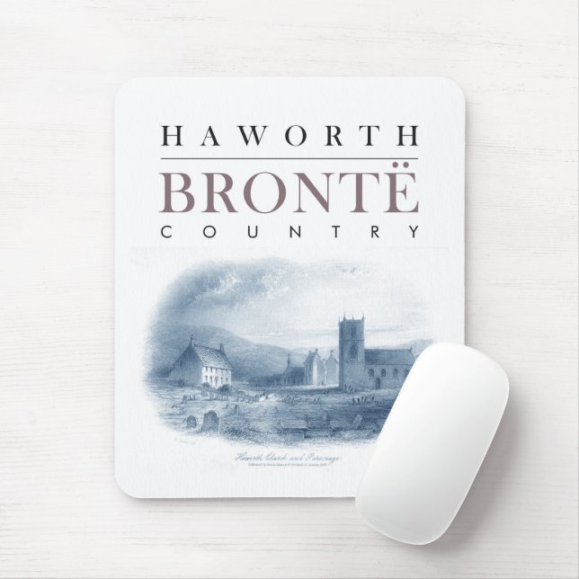 Mousepad País de Bronte com Igreja Haworth e Parsonage (Com mouse)