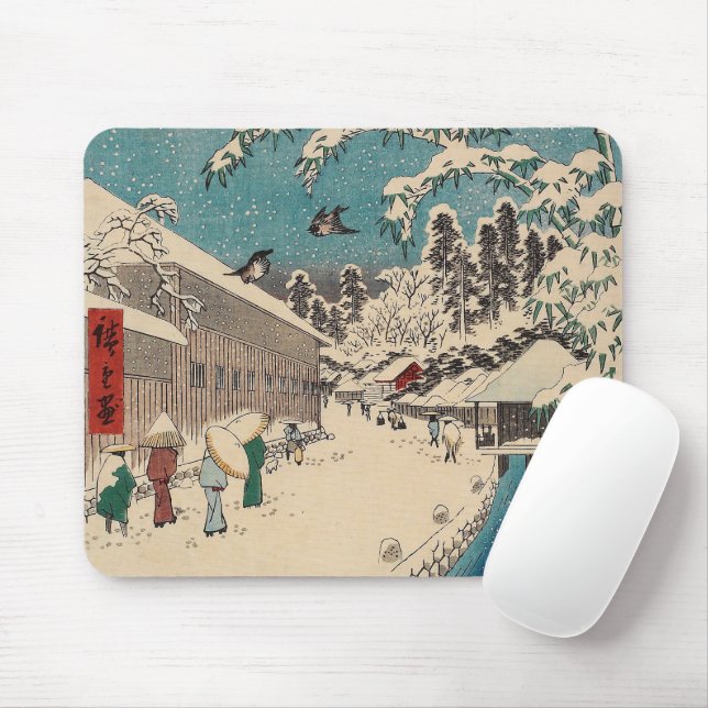 Mousepad País japão da paisagem de inverno de Hiroshige (Com mouse)