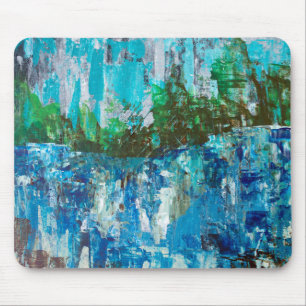 Mousepad Paisagem abstrato Azul e Verde Texturizada