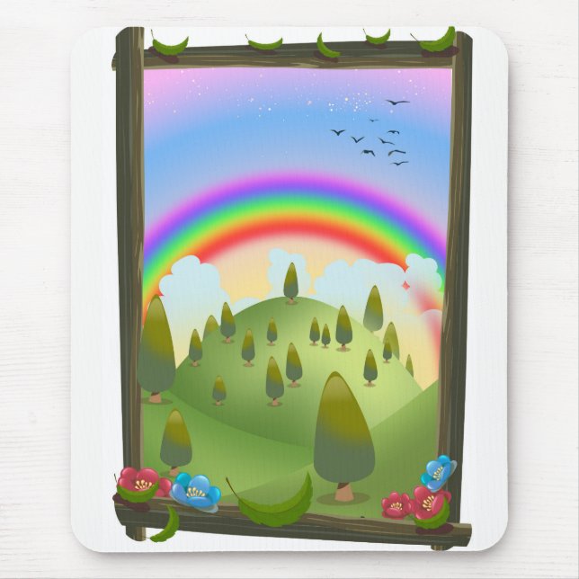 Mousepad Paisagem Arco-íris Feliz (Frente)
