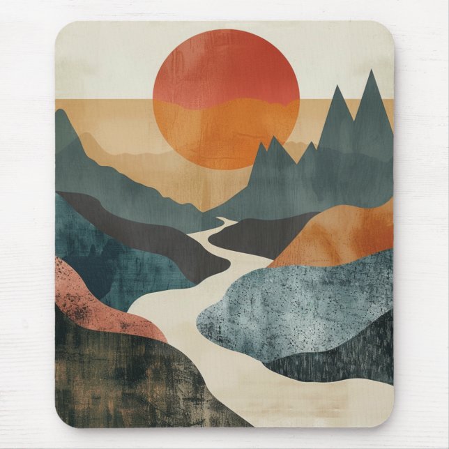 Mousepad Paisagem Boho Abstrato (5) (Frente)