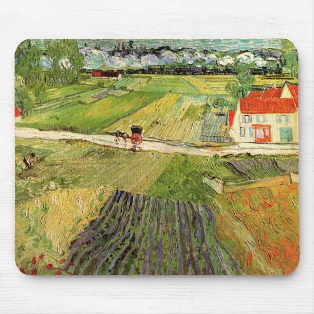 Mousepad Paisagem, Carruagem e Comboio de Vincent van Gogh (Frente)