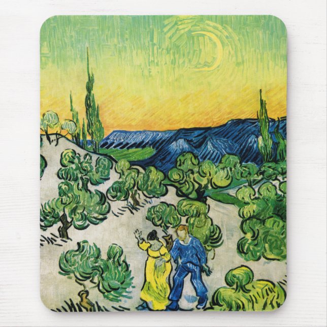 Mousepad Paisagem com Casal Andando por Vincent van Gogh (Frente)