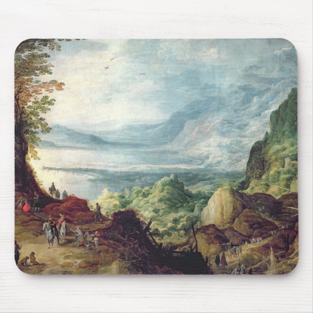 Mousepad Paisagem com mar e montanhas (óleo em canvas) (Frente)