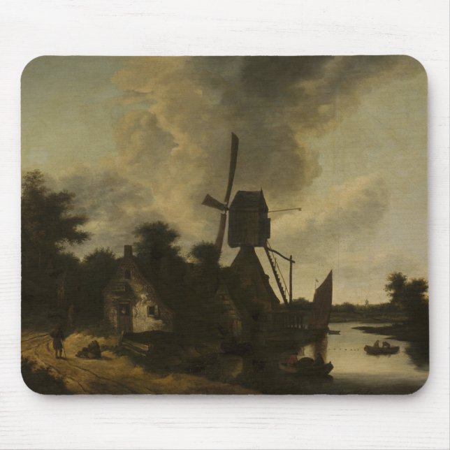 Mousepad Paisagem com moinho de vento - Salomon Rombouts (Frente)