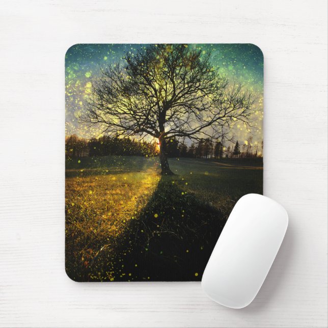 Mousepad Paisagem com sonhos de vagalumes mágicos (Com mouse)