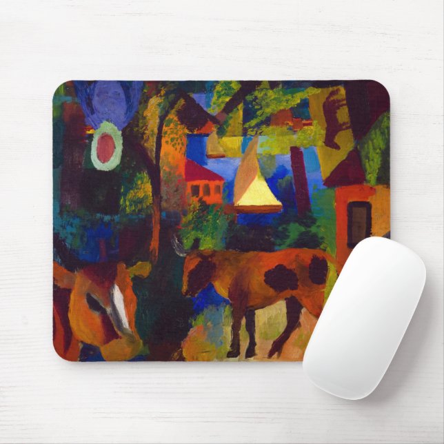 Mousepad Paisagem com Vacas, 1914 por August Macke (Com mouse)