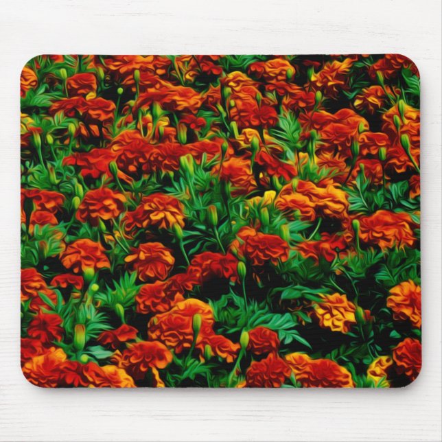 Mousepad Paisagem da Flor Vermelha Amarela Laranja (Frente)