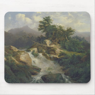 Mousepad Paisagem da floresta com cachoeira
