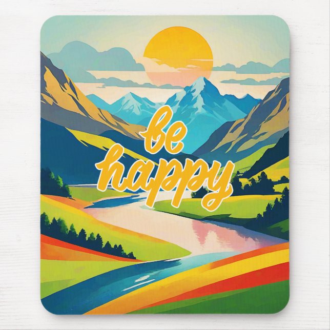 Mousepad Paisagem da Montanha Retroativa (Frente)