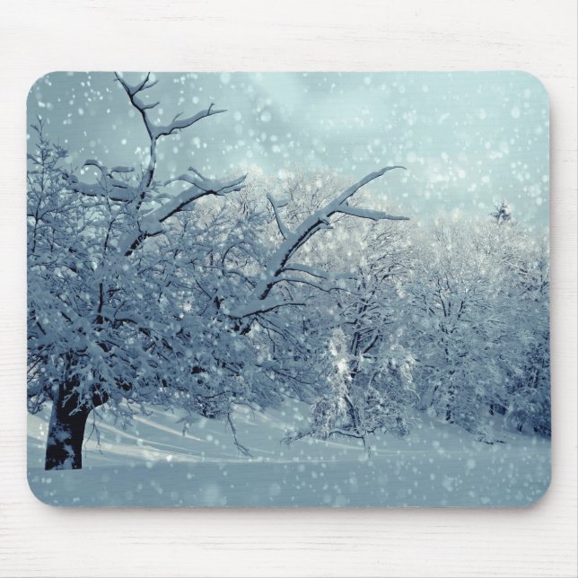 Mousepad Paisagem das árvores de inverno (Frente)