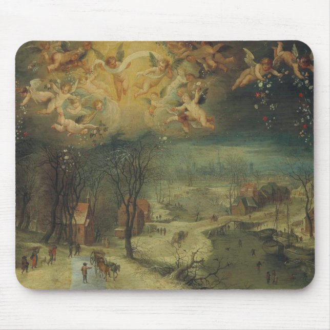 Mousepad Paisagem De Inverno Com Aldeias Recolhendo Madeira (Frente)