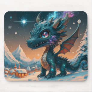 Mousepad Paisagem de inverno de Chibi Dragon Mystical