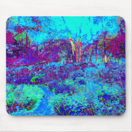Mousepad Paisagem de Jardim Azul Impressionista Psicodélico
