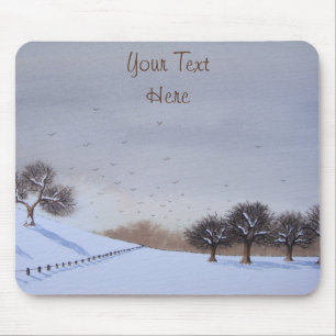 Mousepad Paisagem de neve rural russa do inverno